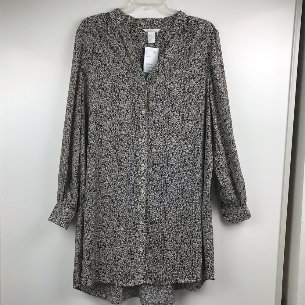 H&M Hi Lo Tunic / Dress Leaf Print sz 12